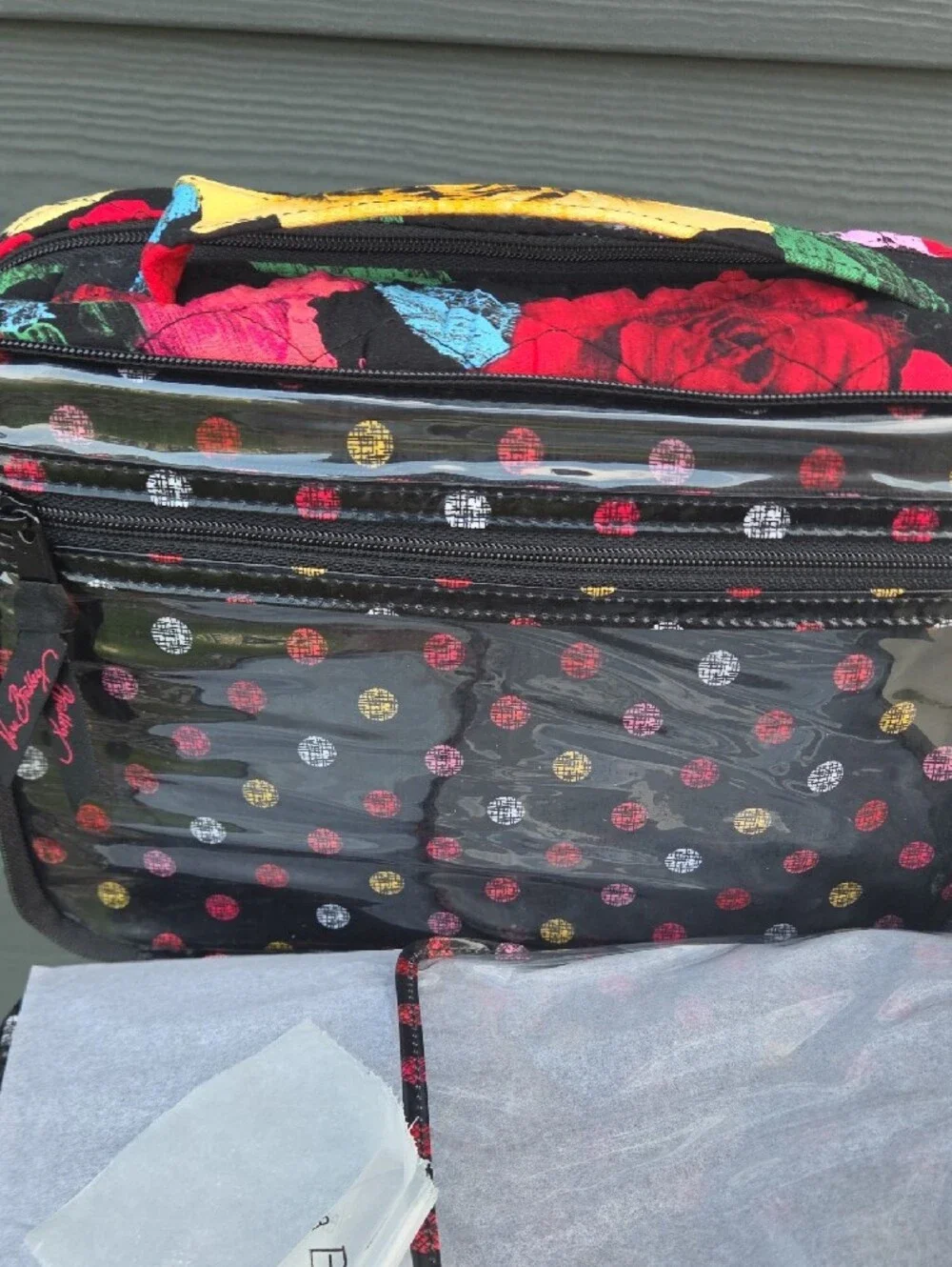 Vera Bradley Black Floral Quilted Cosmetic Case